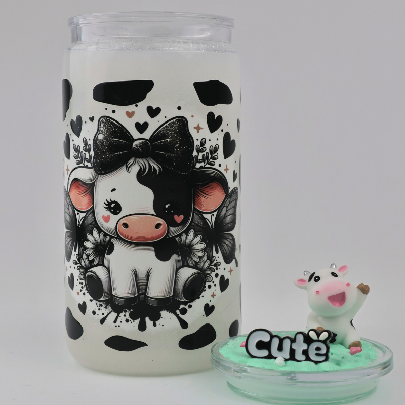 Glanz Becher - Milky Cow - mit Deckel