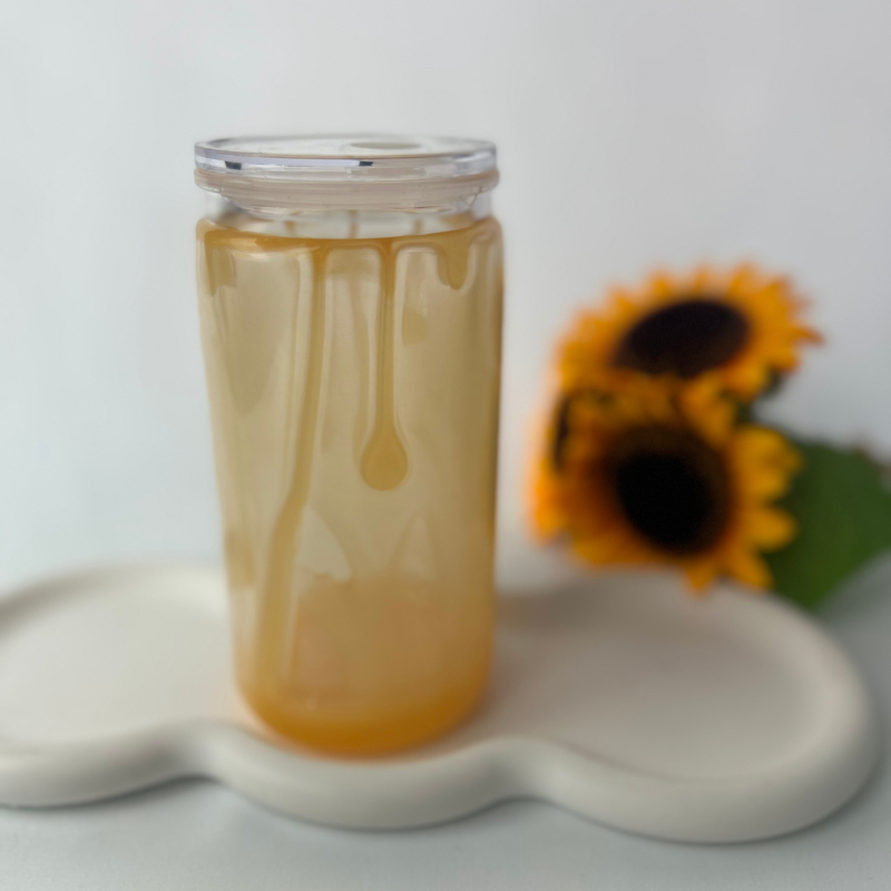 Honig Becher | 16OZ Becher Doppelwandig mit Deckel und Strohhalm
