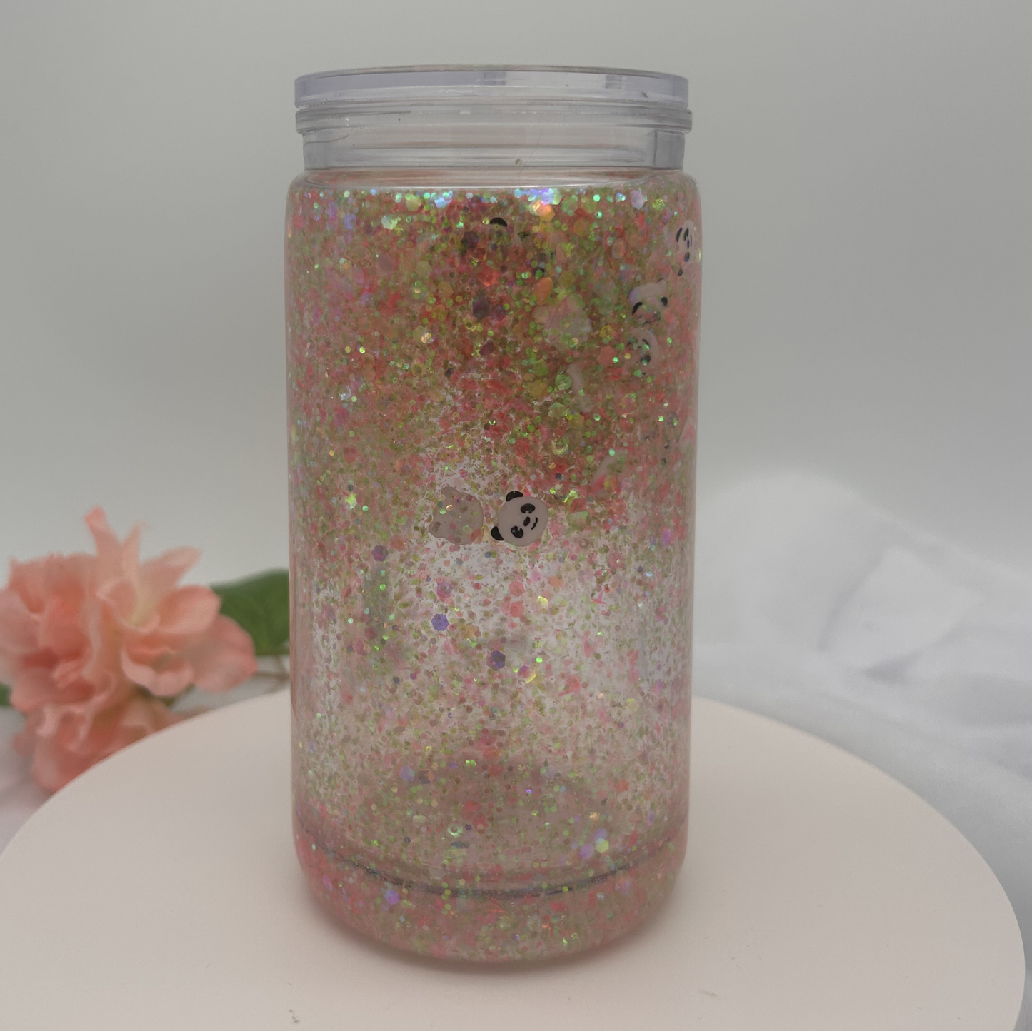 Panda Glitzerbecher Deko Set - 3D - PLA (3 Topper/ 100 Stk Mini Elemente)
