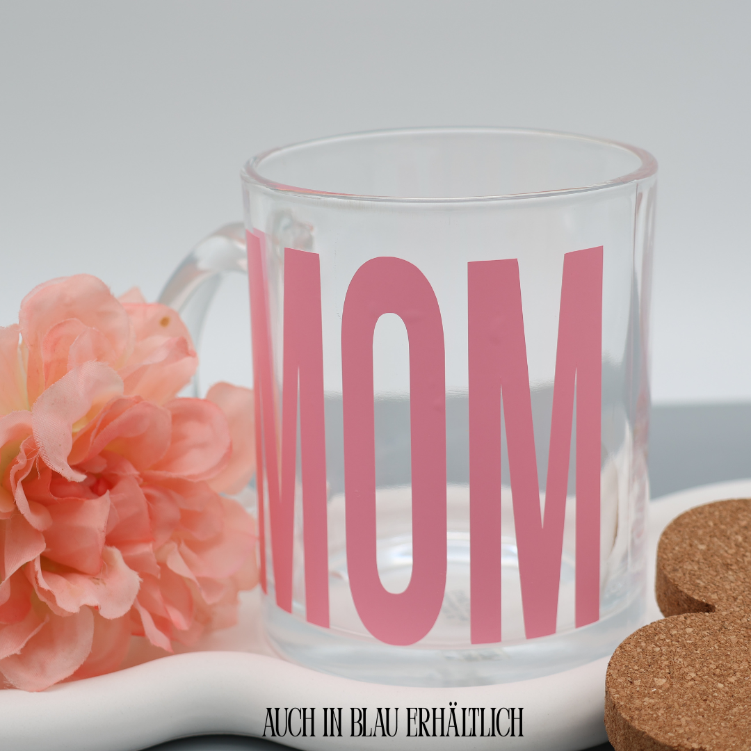 Glas Tasse ELTERN SET 300 ml - Kaffeebecher Trinkglas Teetasse - Geschenkidee für Kaffeeliebhaber