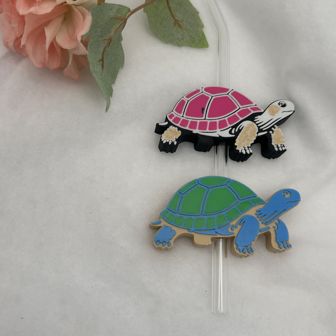 Oopsie Schildkröte 3D Topper | Dekoration für Strohhalme | PLA | 8,4 mm Lochdurchmesser | DIY Dekoration | wiederverwendbar