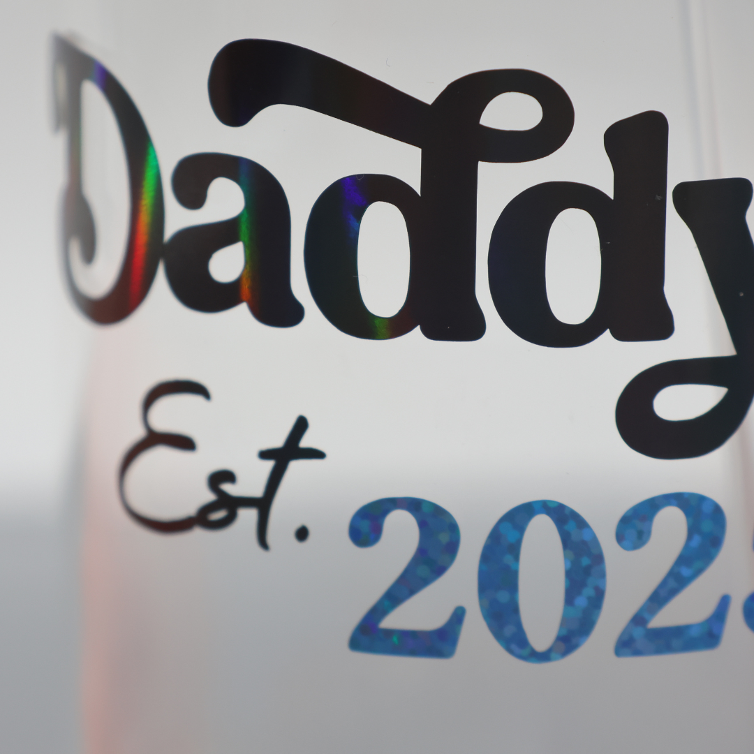Daddy EST - personalisierbar | Baseball Variante | Trinkglas 500 ml | Strohhalm + Deckel