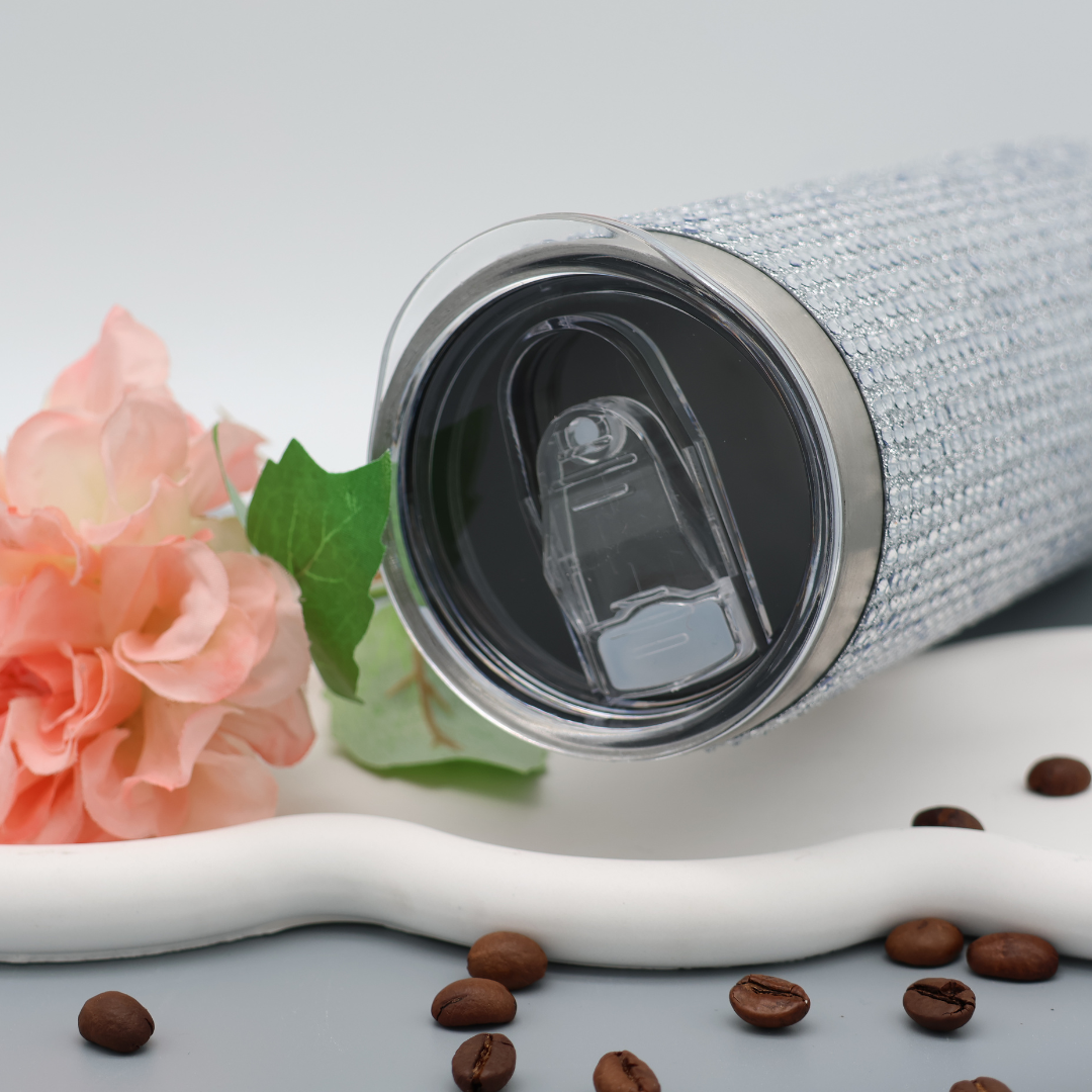 Strassstein Tumbler | silber | Edelstahl Tumbler | Edelstahl Thermobecher
