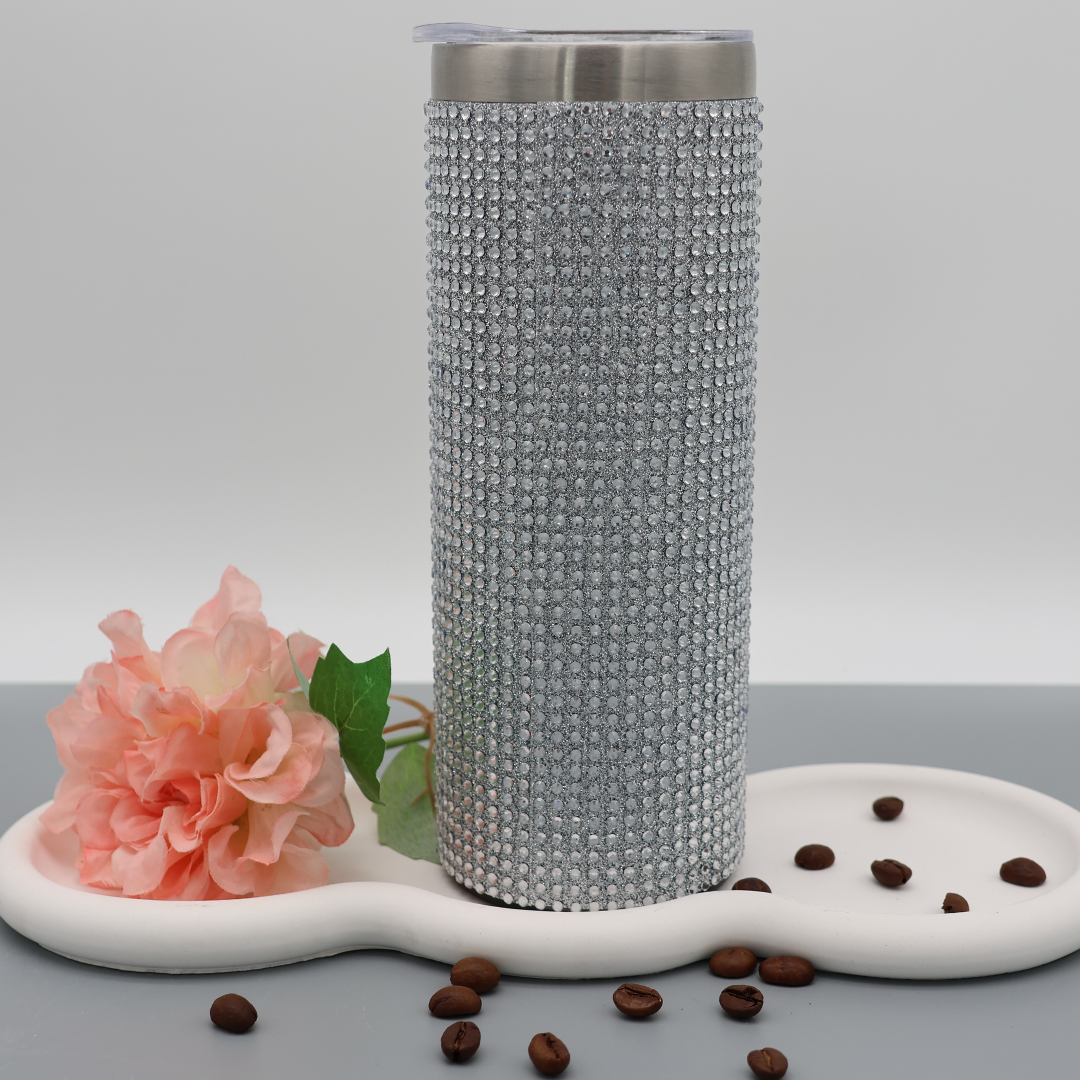 Strassstein Tumbler | silber | Edelstahl Tumbler | Edelstahl Thermobecher