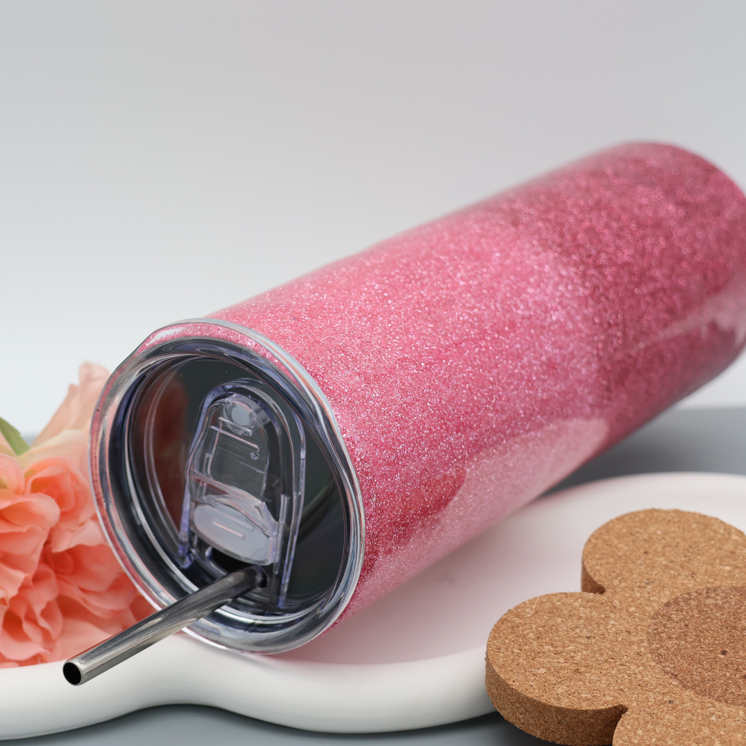 Pink Ombre Glitzer Tumbler | diverse Farben | Edelstahl Tumbler | Epoxidharz Thermobecher | personalisierbar