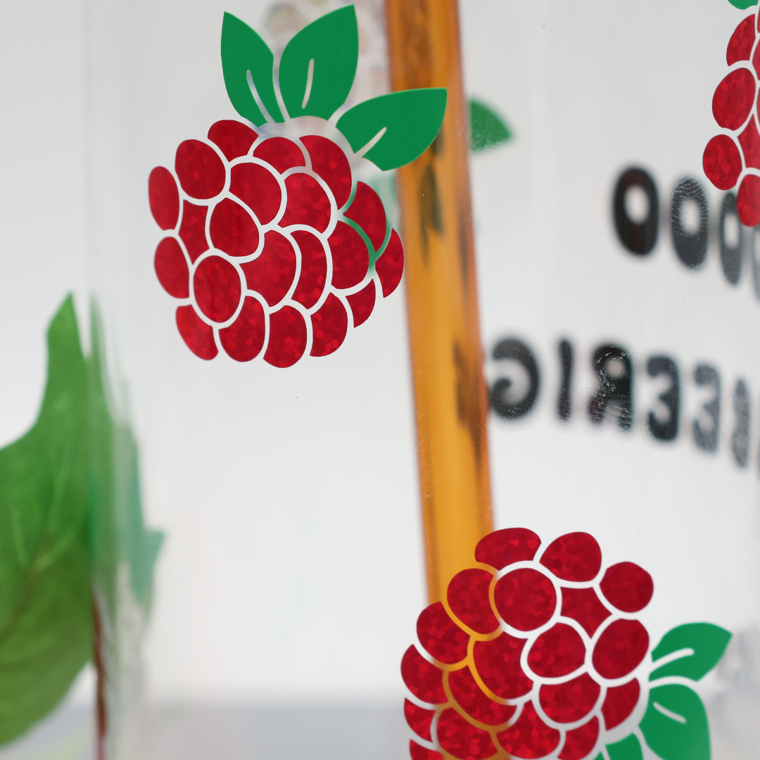 Himbeeren | Trinkglas 500 ml | Strohhalm + Deckel