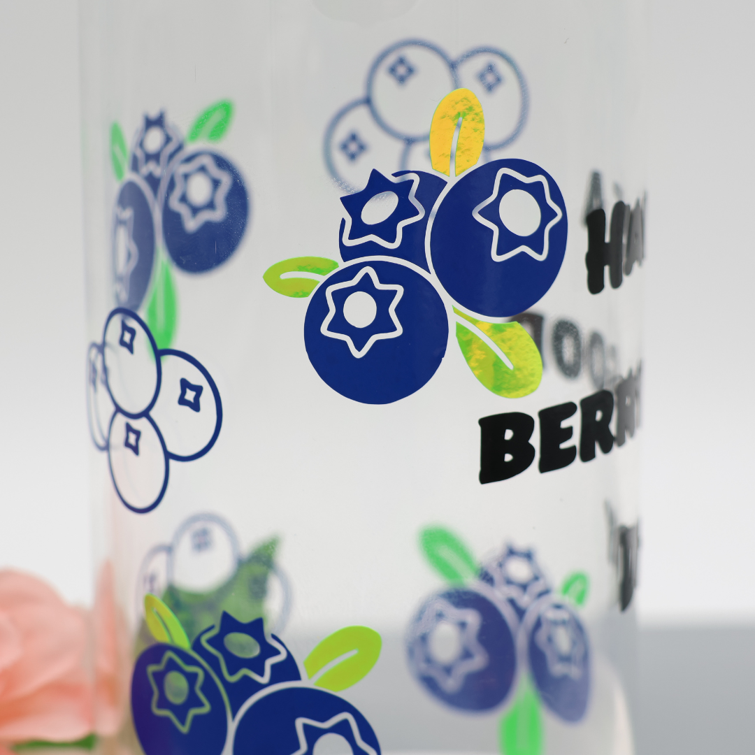 Blaubeeren Heidelbeeren | Trinkglas 500 ml | Strohhalm + Deckel