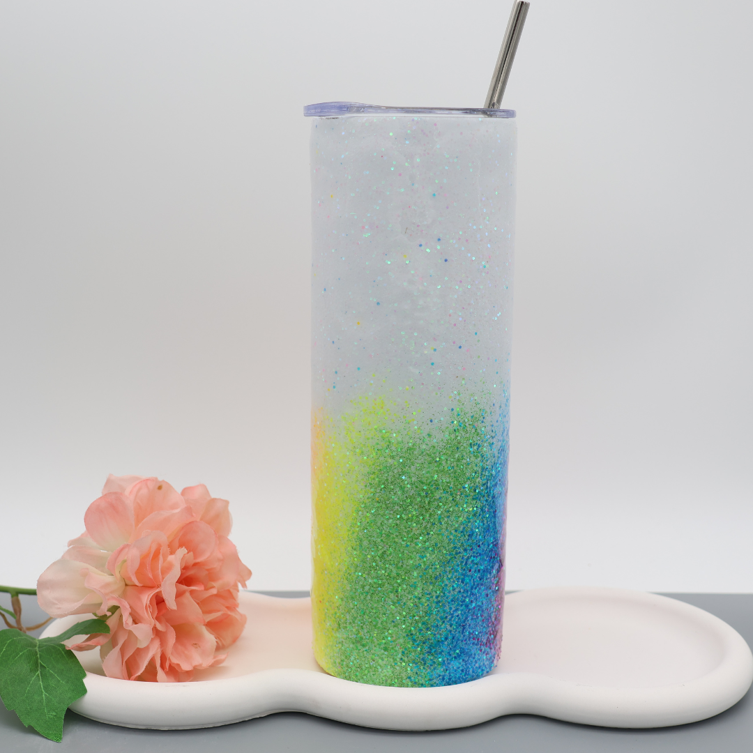 Regenbogen Glitzer Tumbler | diverse Farben | Edelstahl Tumbler | Epoxidharz Thermobecher | personalisierbar