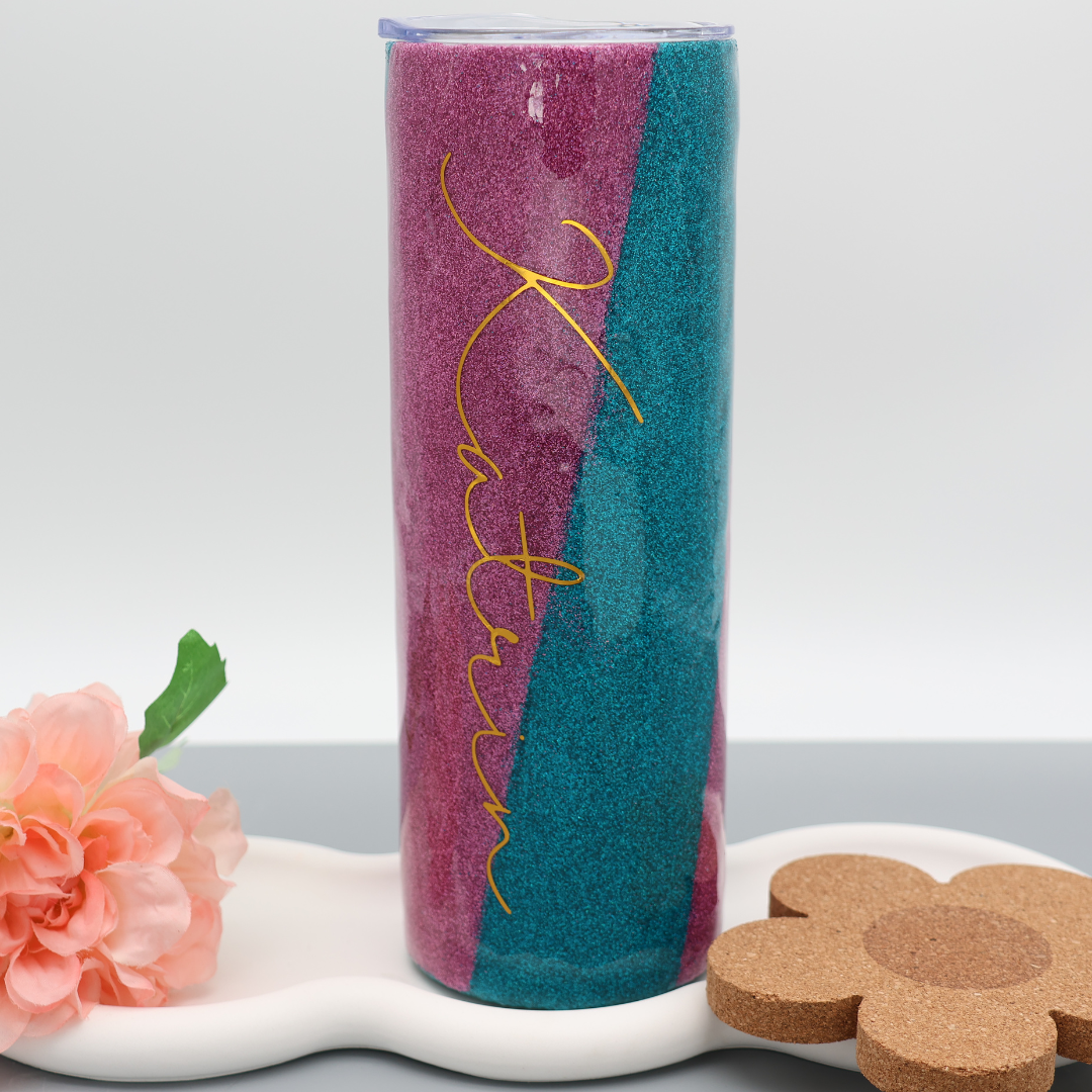 Glitzer Tumbler 2 Farbig | diverse Farben | Edelstahl Tumbler | Epoxidharz Thermobecher | personalisierbar