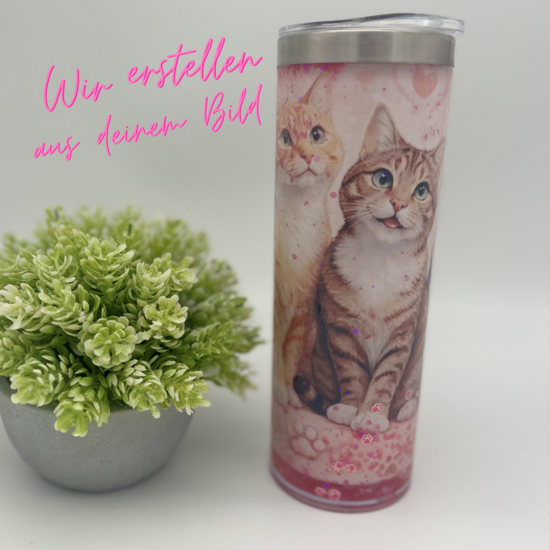 DEIN persönlicher Sublimations Glitzerbecher mit Henkel | personalisierter Becher mit Wunschmotiv und Glitzer