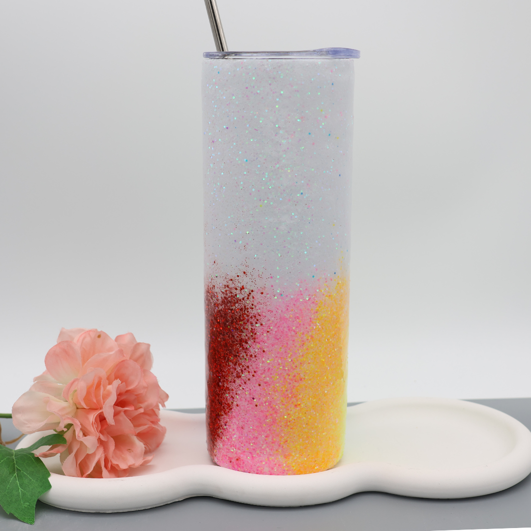 Regenbogen Glitzer Tumbler | diverse Farben | Edelstahl Tumbler | Epoxidharz Thermobecher | personalisierbar