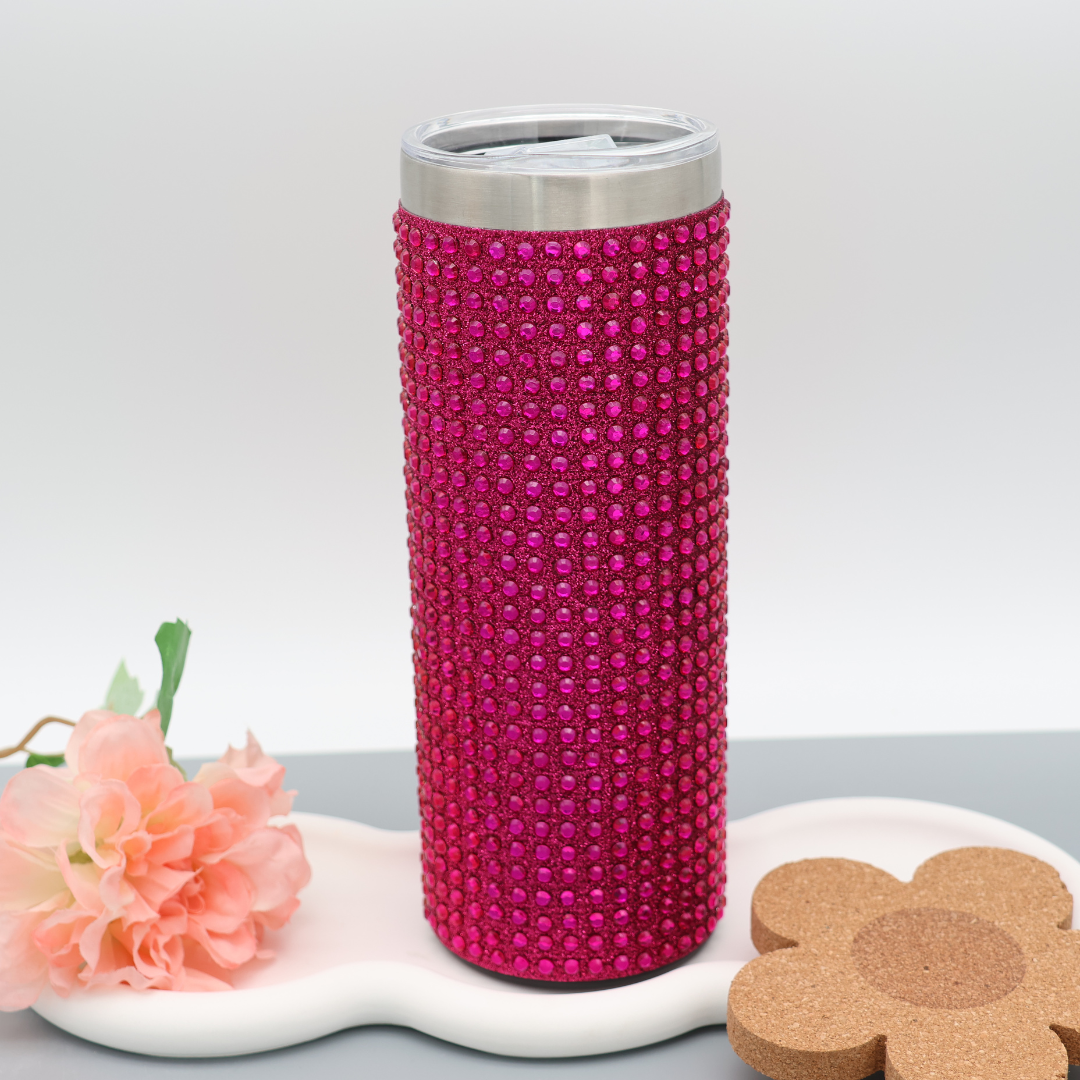 Strassstein Tumbler | pink | Edelstahl Tumbler | Edelstahl Thermobecher