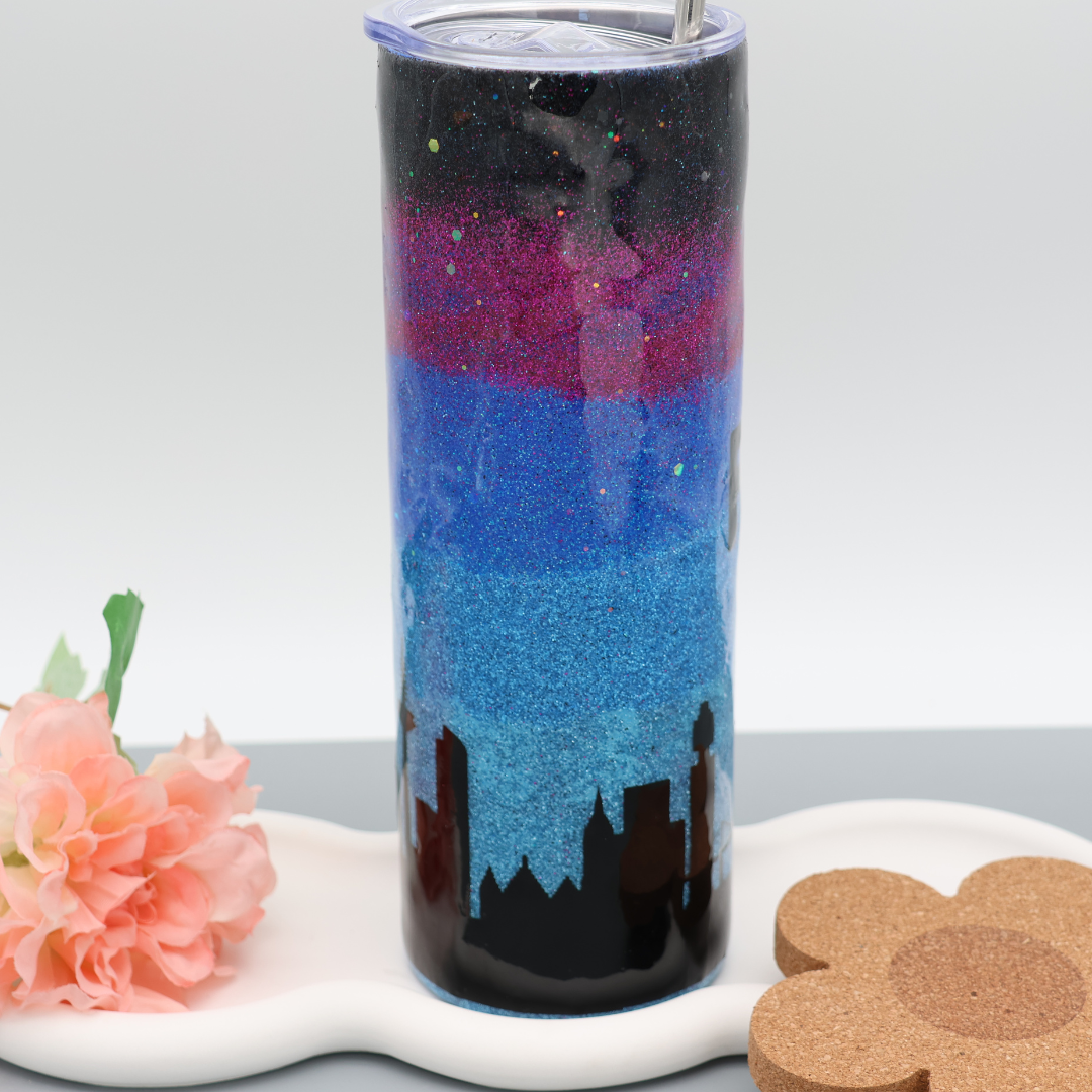 Night Sky City Tumbler FFM | Edelstahl Tumbler | Epoxidharz Thermobecher | personalisierbar