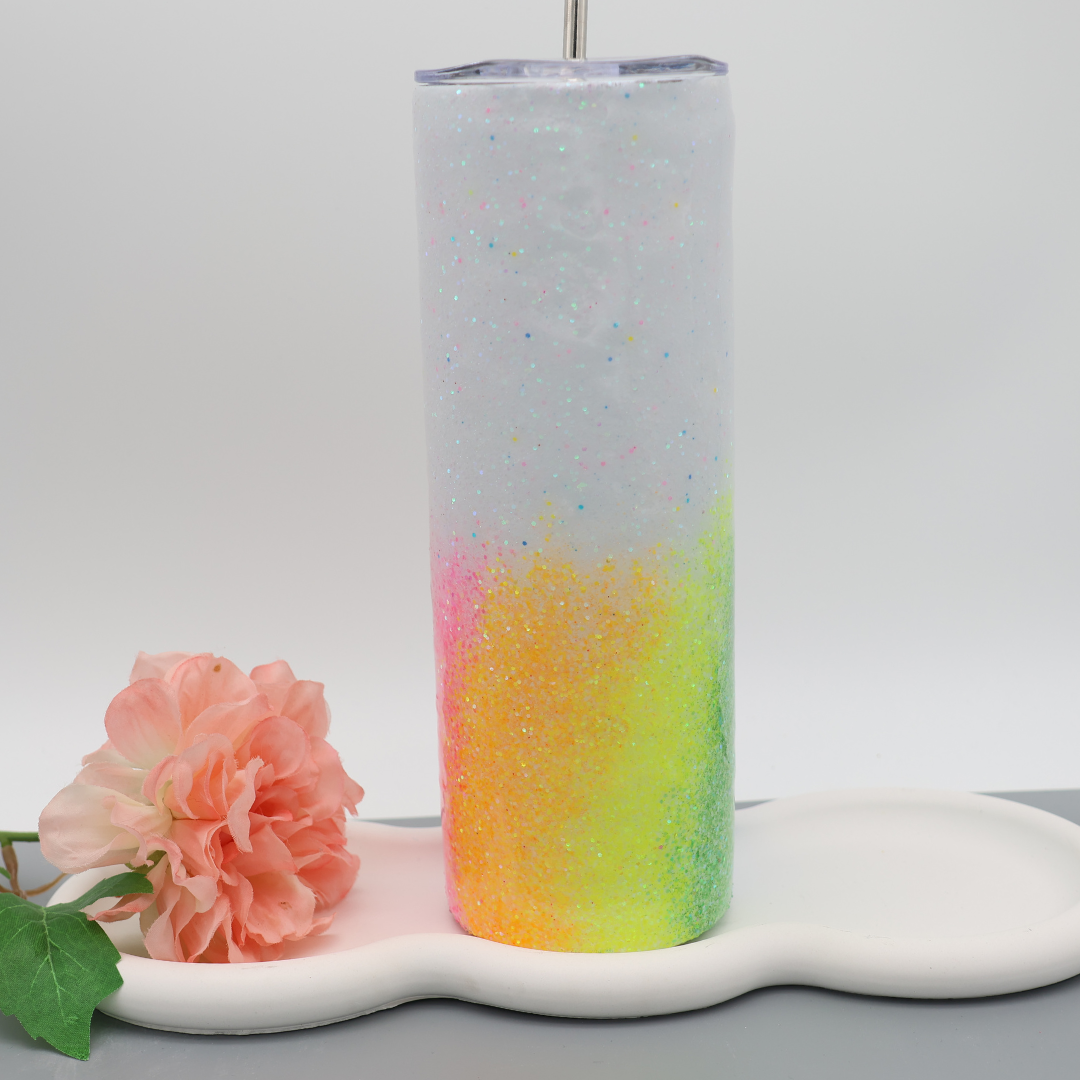 Regenbogen Glitzer Tumbler | diverse Farben | Edelstahl Tumbler | Epoxidharz Thermobecher | personalisierbar