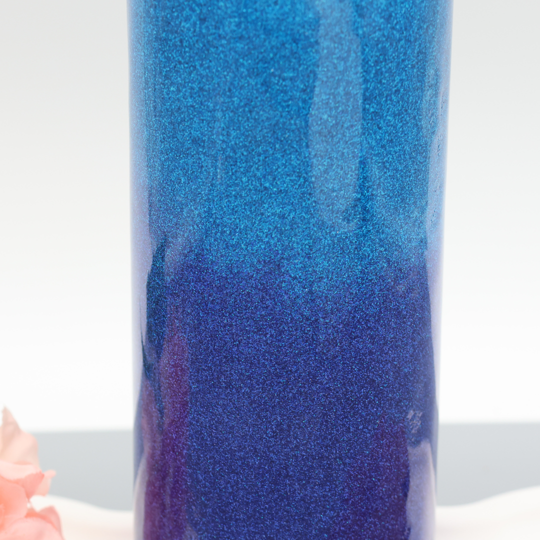 Blauer Ombre Glitzer Tumbler | Edelstahl Tumbler | Epoxidharz Thermobecher | personalisierbar