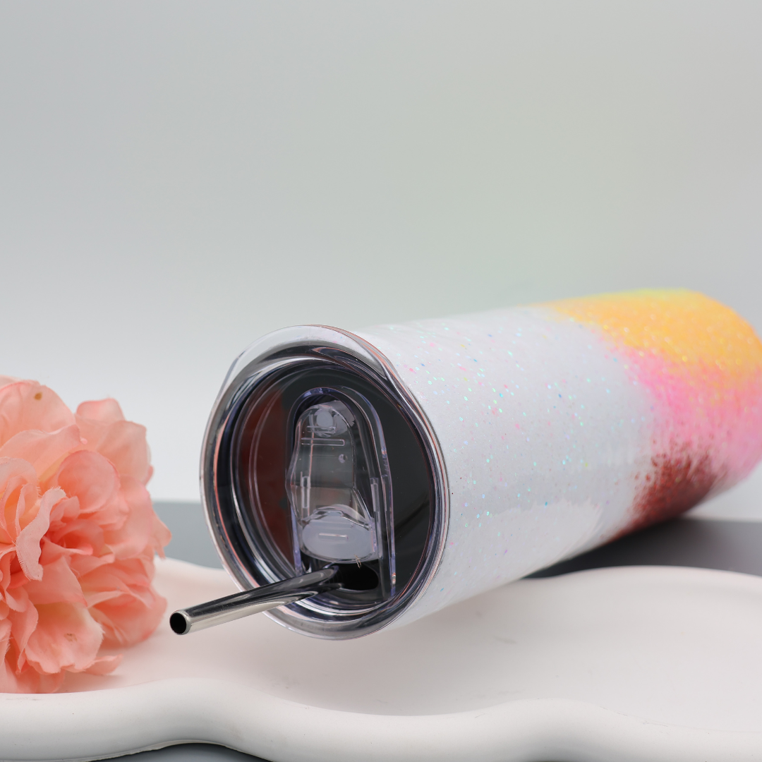 Regenbogen Glitzer Tumbler | diverse Farben | Edelstahl Tumbler | Epoxidharz Thermobecher | personalisierbar
