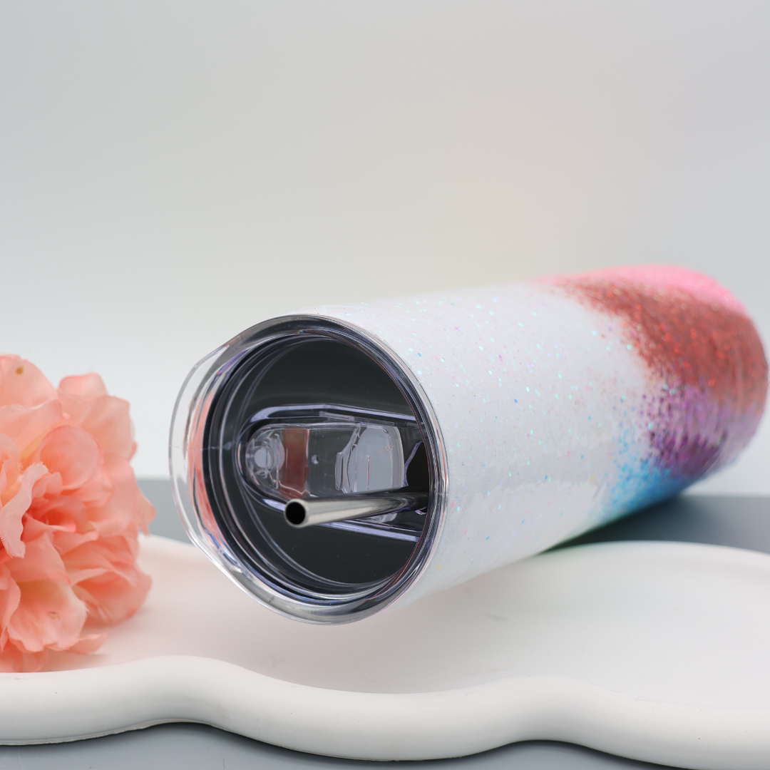 Regenbogen Glitzer Tumbler | diverse Farben | Edelstahl Tumbler | Epoxidharz Thermobecher | personalisierbar