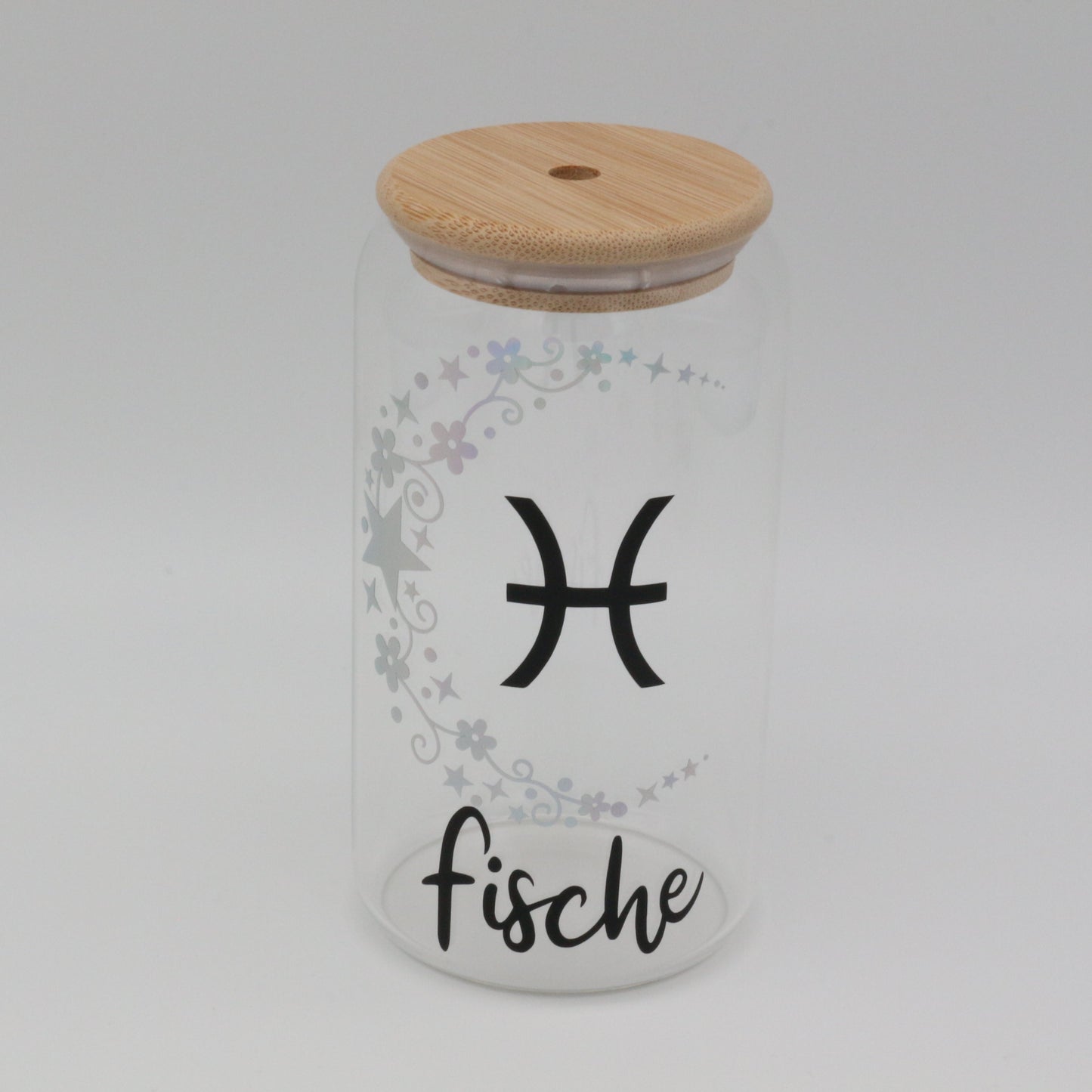 Sternzeichen | Schimmer | Trinkglas 460 ml | Strohhalm + Deckel