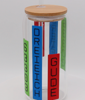 63303 Dreieich | Trinkglas 500 ml | Strohhalm + Deckel