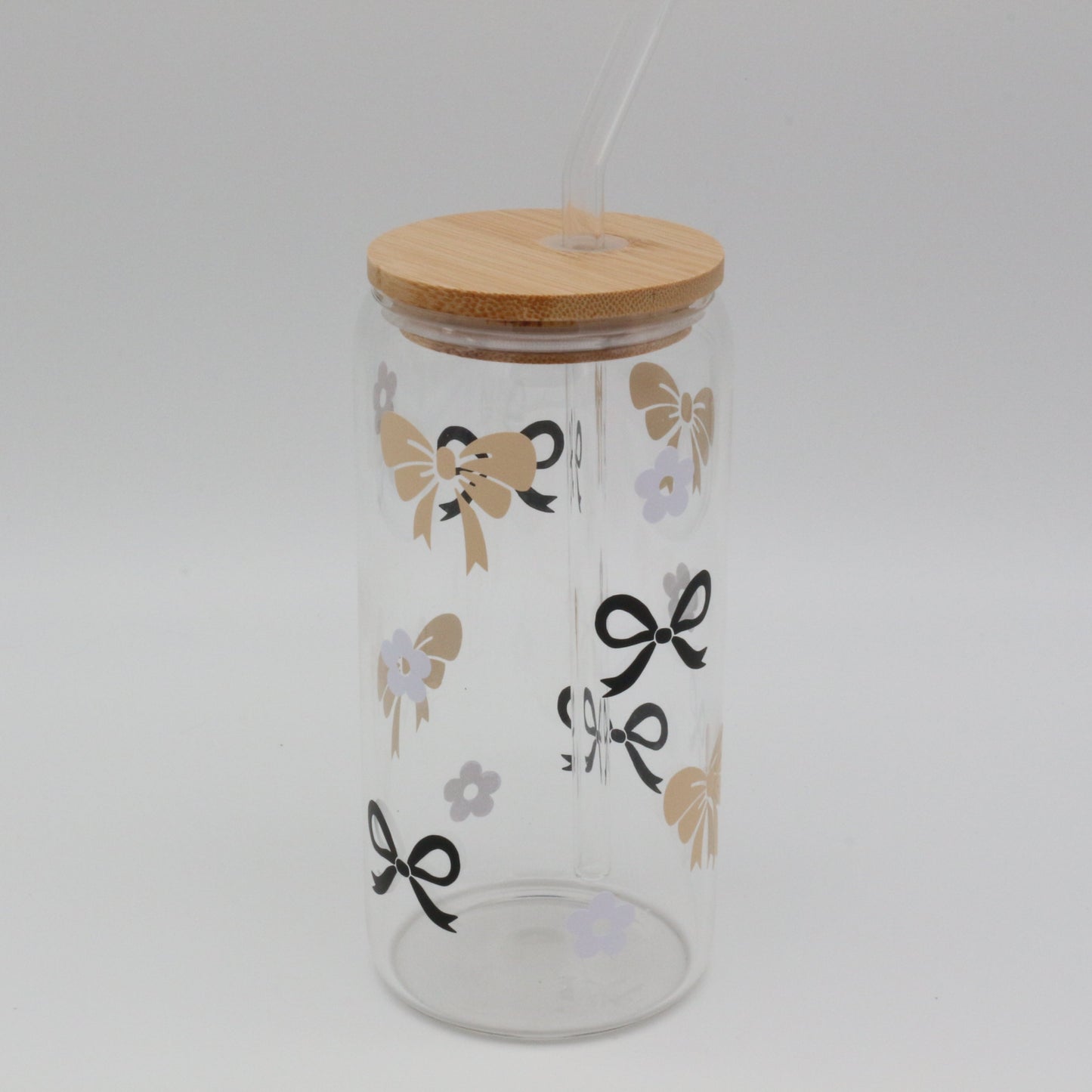Schleifen | Trinkglas 500 ml | Strohhalm + Deckel