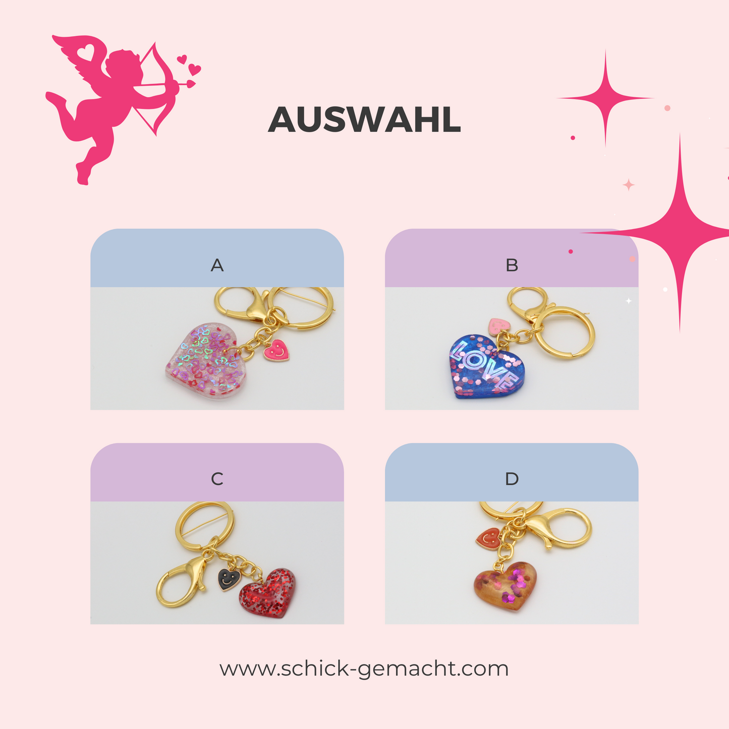 Herzanhänger mit Smiley Charm