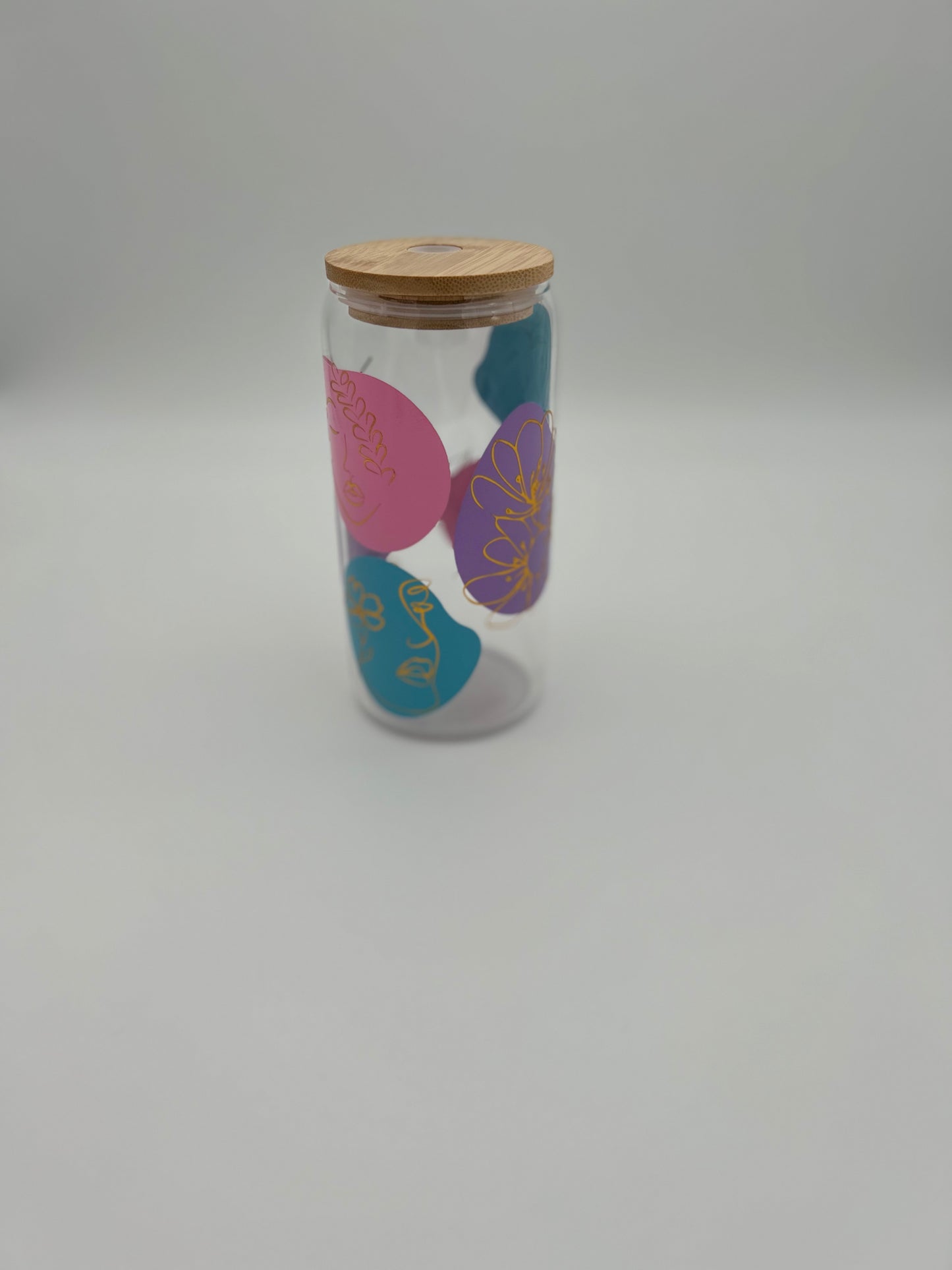 Glitzer Silhouette | Trinkglas 500 ml | Strohhalm + Deckel