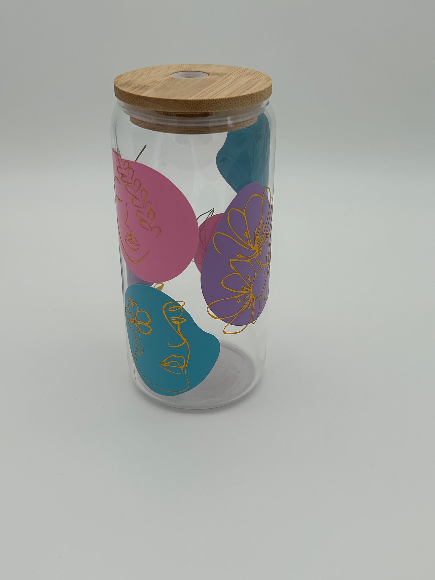 Glitzer Silhouette | Trinkglas 500 ml | Strohhalm + Deckel