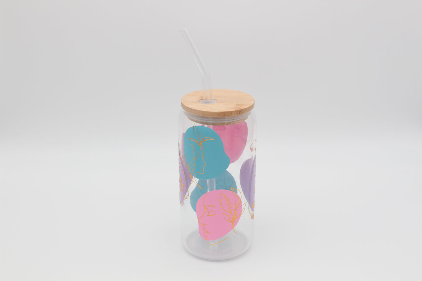 Glitzer Silhouette | Trinkglas 500 ml | Strohhalm + Deckel