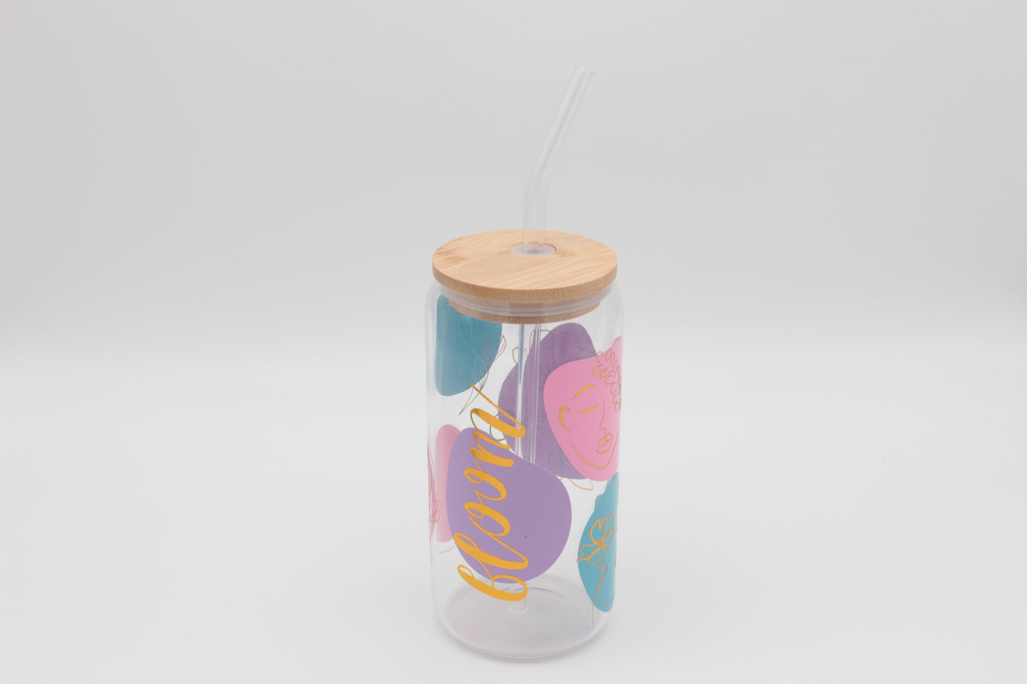 Glitzer Silhouette | Trinkglas 500 ml | Strohhalm + Deckel