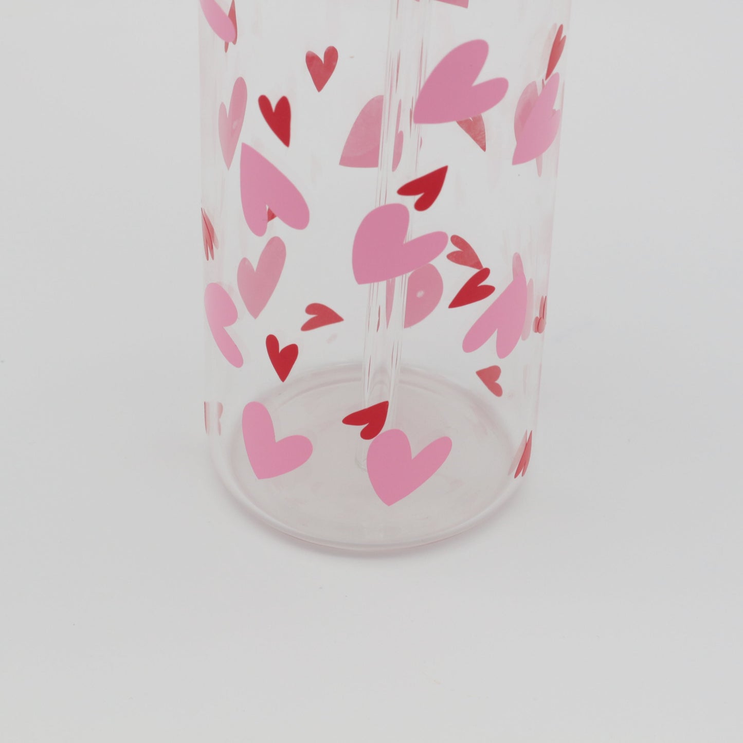 Glas mit Strohhalm und Deckel 500ml - Hearts