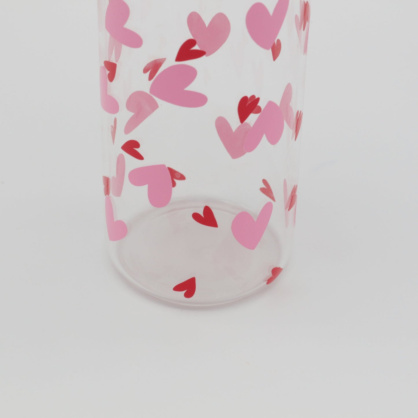 Glas mit Strohhalm und Deckel 500ml - Hearts