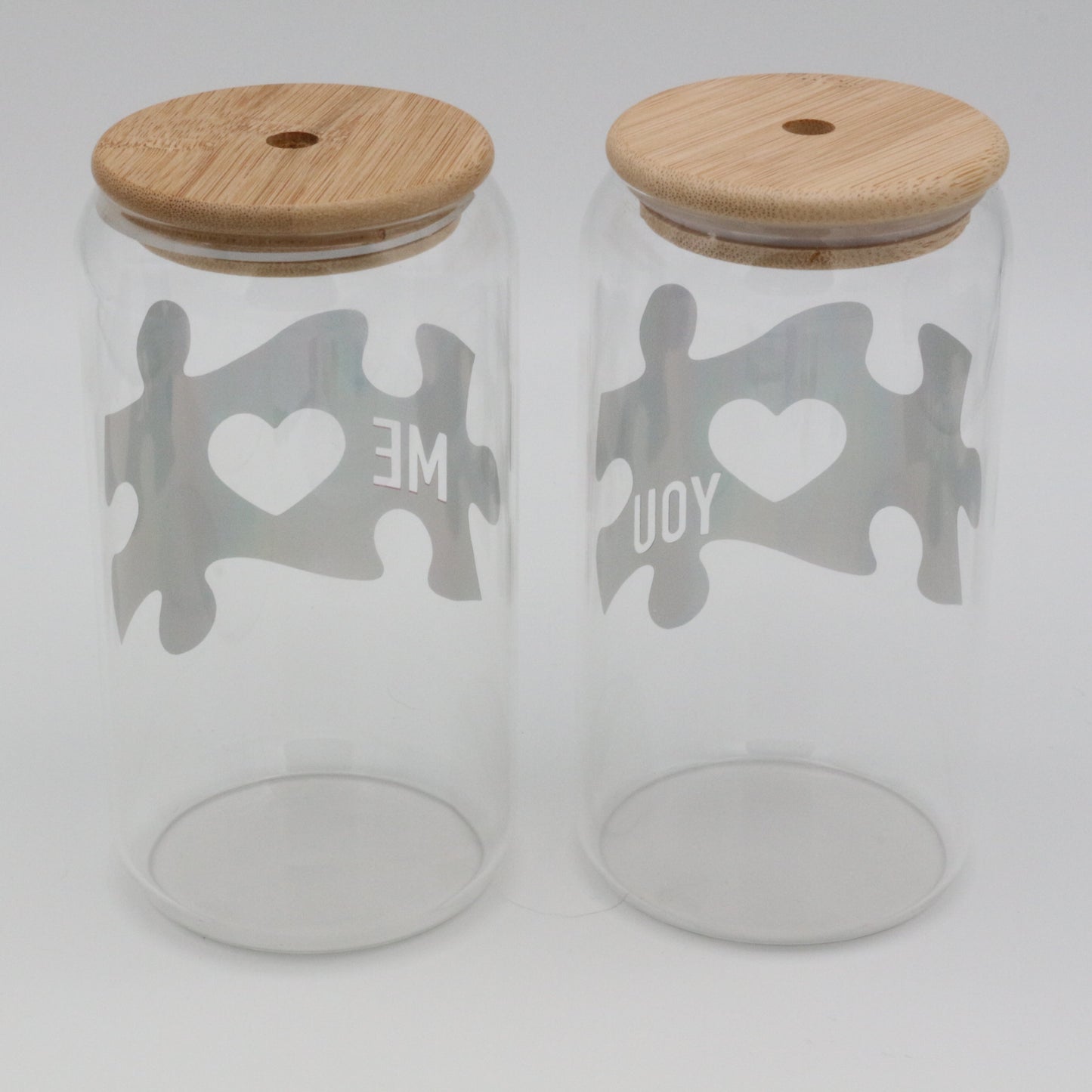 Set You & Me - 2 Gläser (je 460ml) mit Strohhalm und Deckel