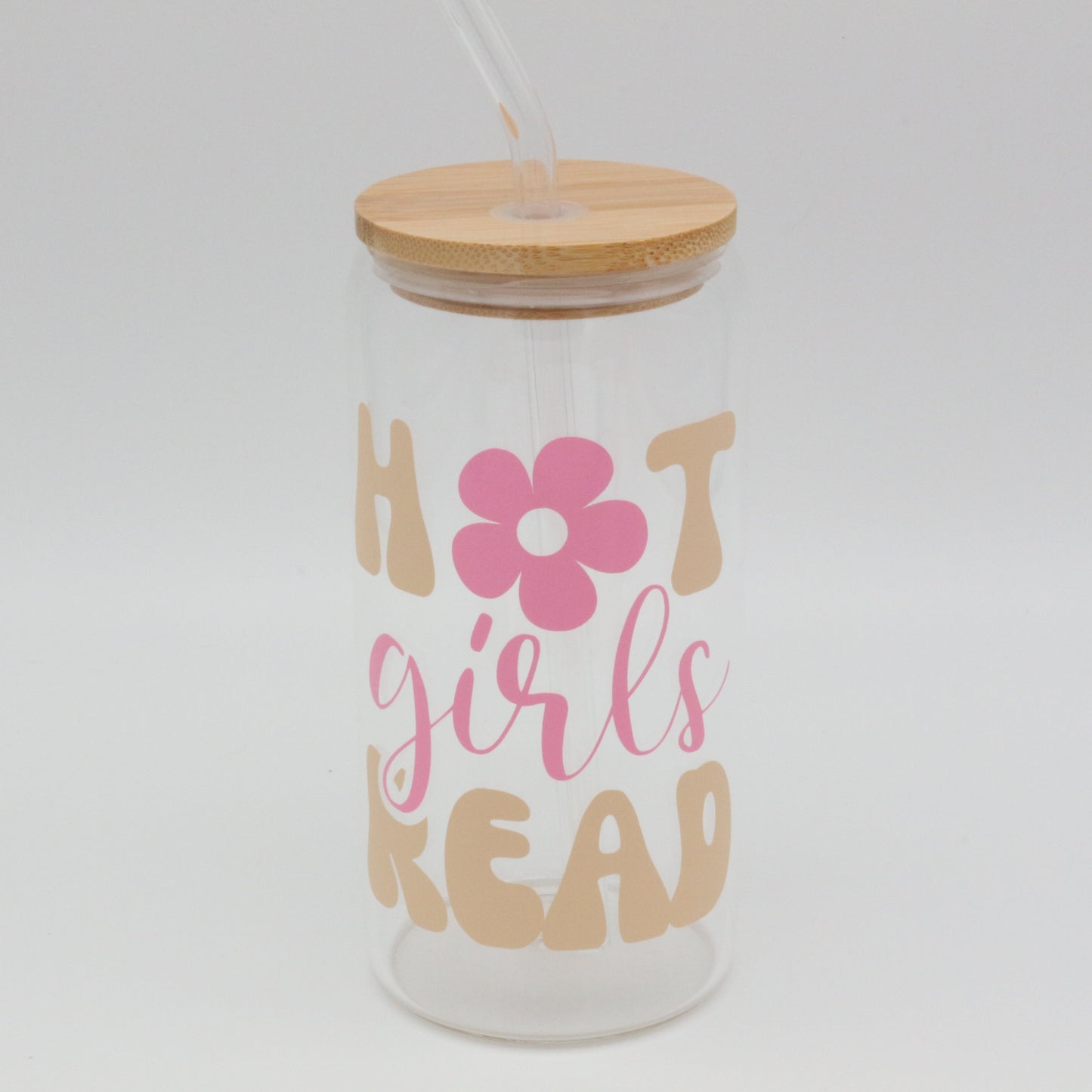 Hot Girls Read | Trinkglas 500 ml | Strohhalm + Deckel