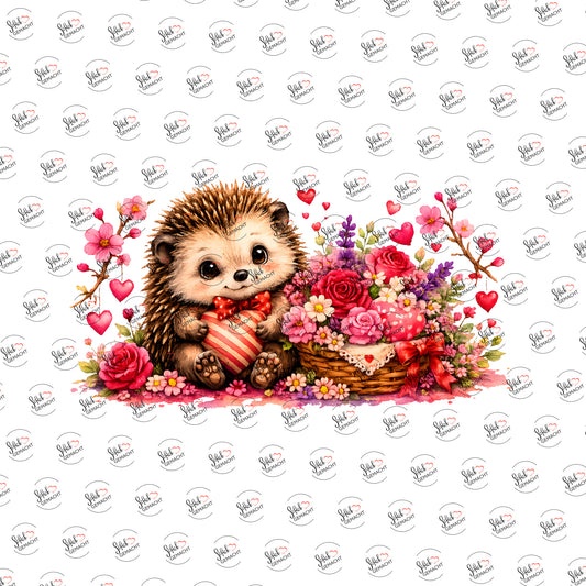 Igel im Blumenkorb