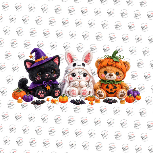 Kuscheltiere in Halloweenlaune