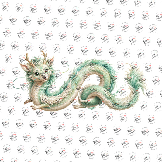 Flauschdrache in Mintgrün