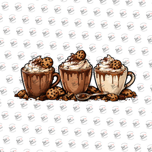 Schokotassen mit Cookies als UV-DTF Sticker einzeln