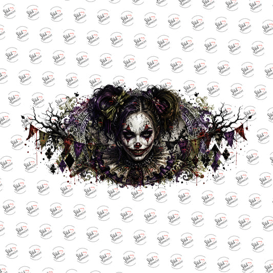 Clown mit Zöpfen als UV-DTF Sticker einzeln