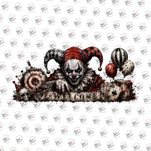 Clown am Jahrmarkt als UV-DTF Sticker einzeln