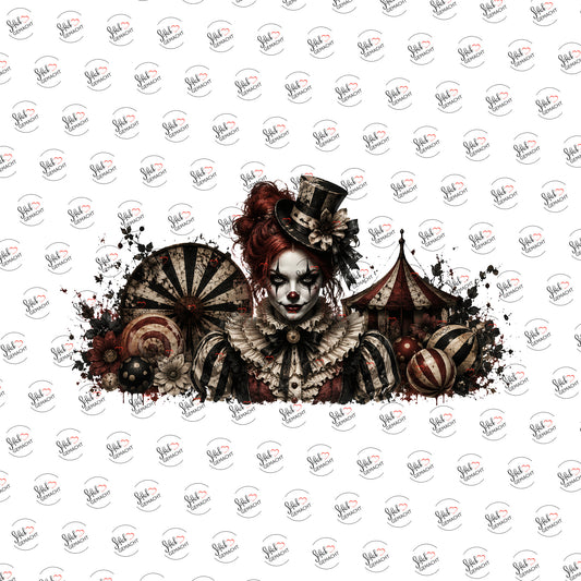 Clownsdame mit Zylinder als UV-DTF Sticker einzeln