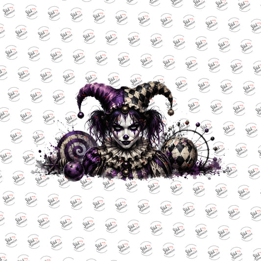 Harlekin in Lila als UV-DTF Sticker einzeln