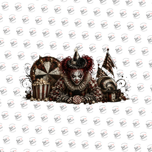 Clown im Zirkuszelt als UV-DTF Sticker einzeln