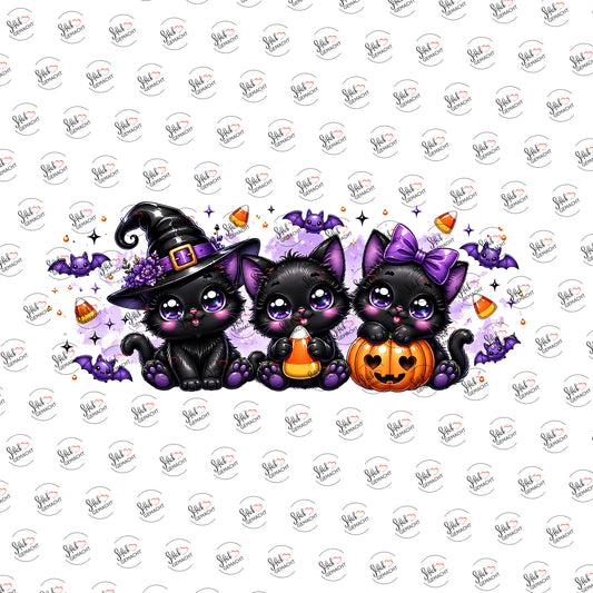 Schwarze Kätzchen zu Halloween als UV-DTF Sticker einzeln