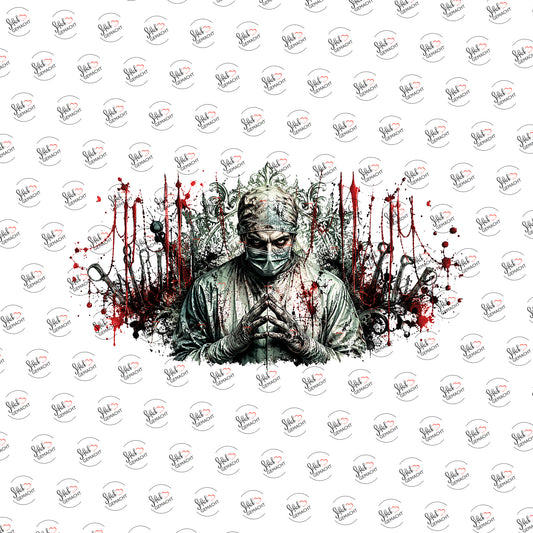 Blutiger Chirurg als UV-DTF Sticker einzeln