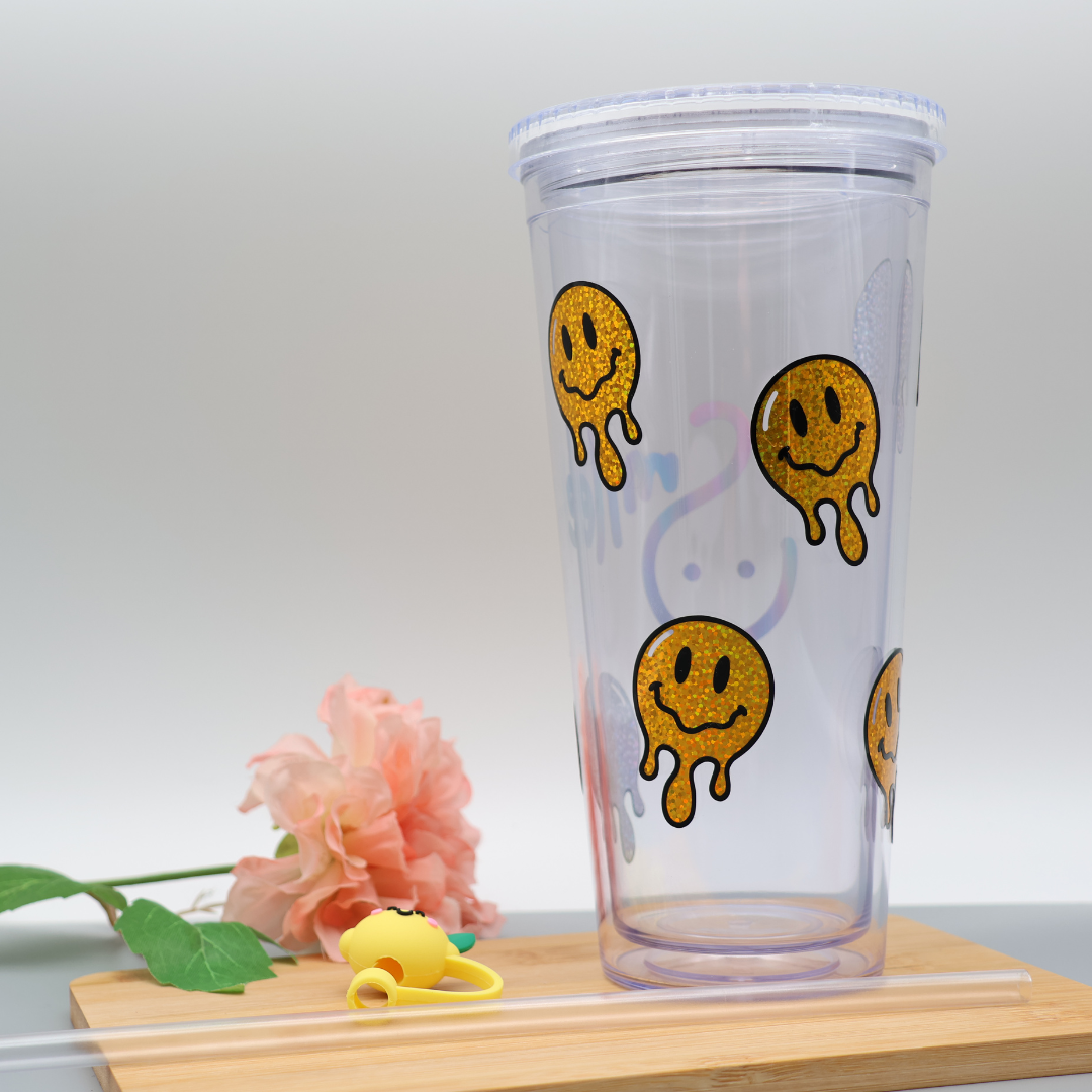 Trinkbecher mit Strohhalm - Smile