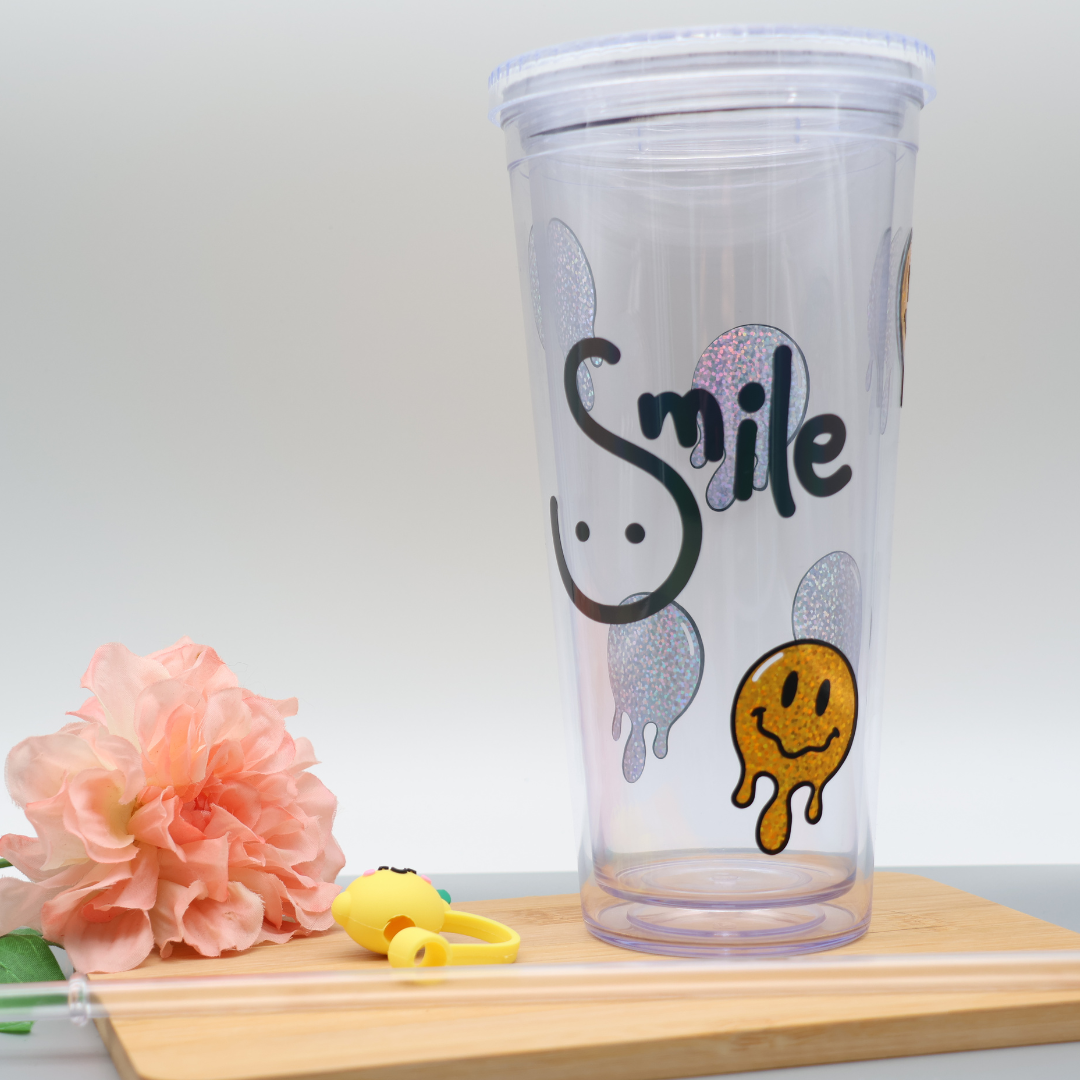 Trinkbecher mit Strohhalm - Smile