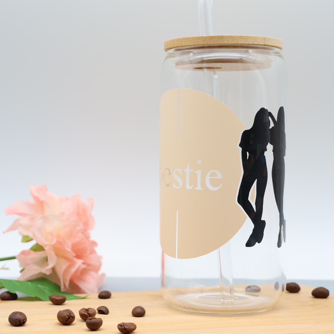 Glas mit Strohhalm und Deckel 500ml - Bestie