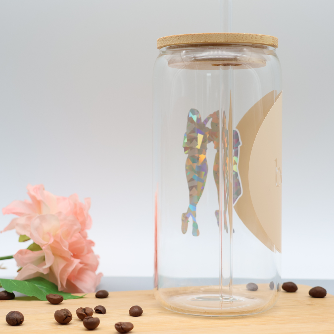 Glas mit Strohhalm und Deckel 500ml - Bestie