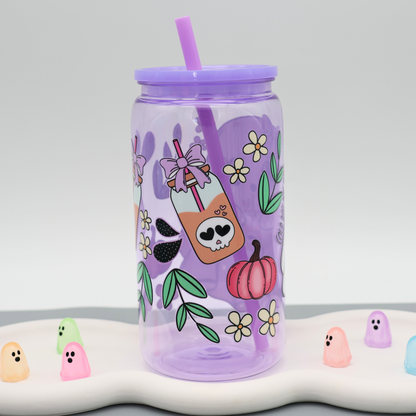 Plastikbecher mit Strohhalm - Ghost Trinkglas