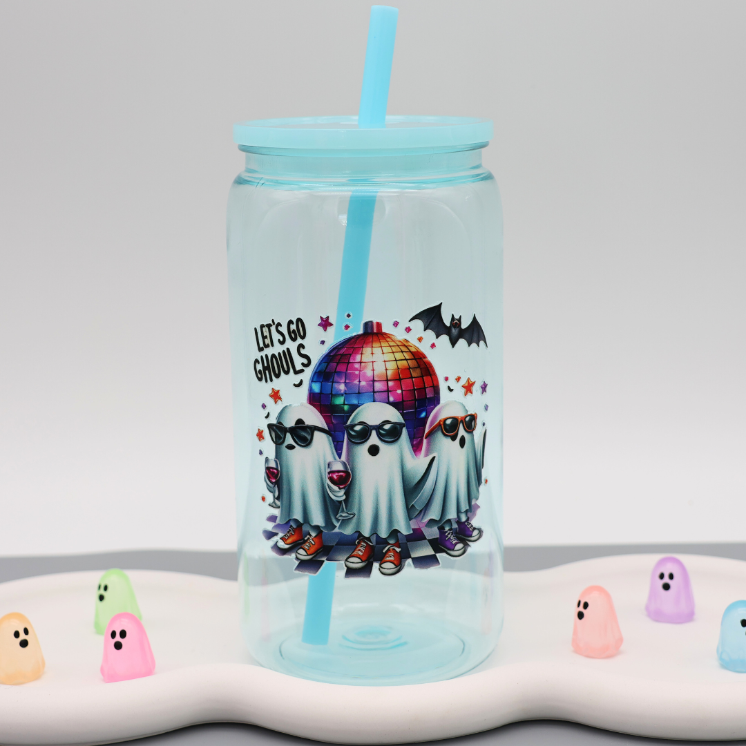 Plastikbecher mit Strohhalm - Party Ghosts